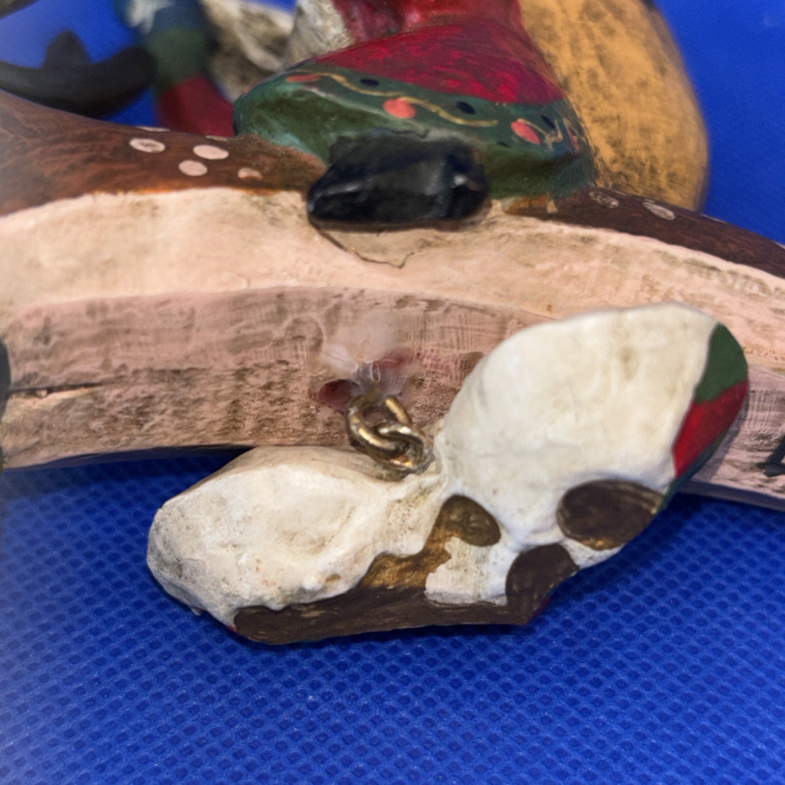 Rare Lou Schifferl Santa Riding Reindeer w/ Heart Charm Christmas Ornament 6"