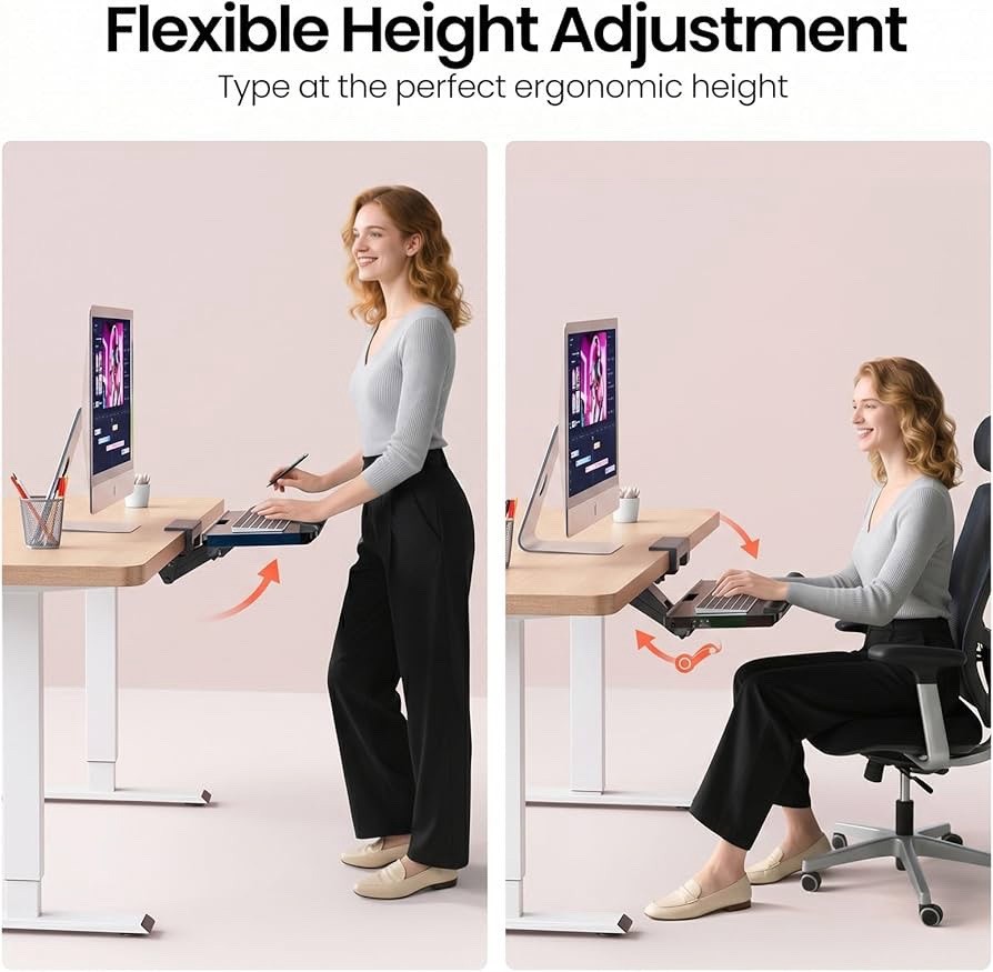 Klearlook Upgraded Ergonomic Keyboard Tray Under Desk, Adjustable Sliding