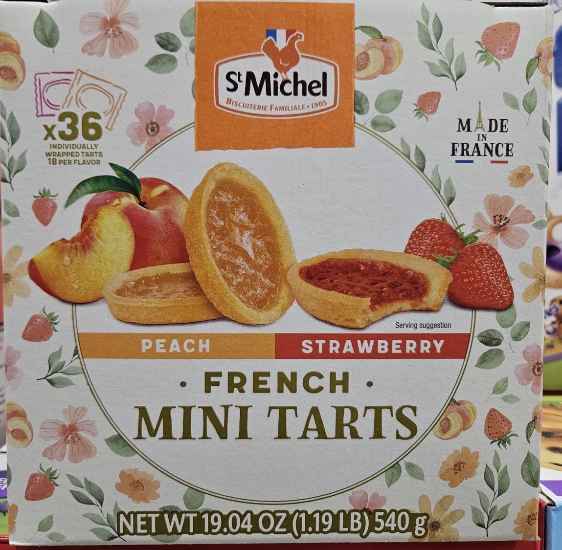 St Michel French Mini Tarts, 36 Individually Wrapped, Strawberry & Peach