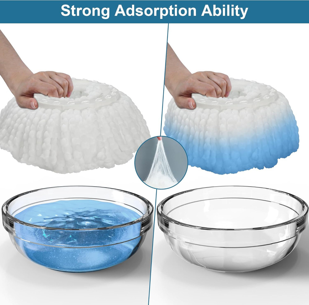 6 Pack Mop Heads Replacements, Compatible with Funclean Spin Mop & Mop Bucke...