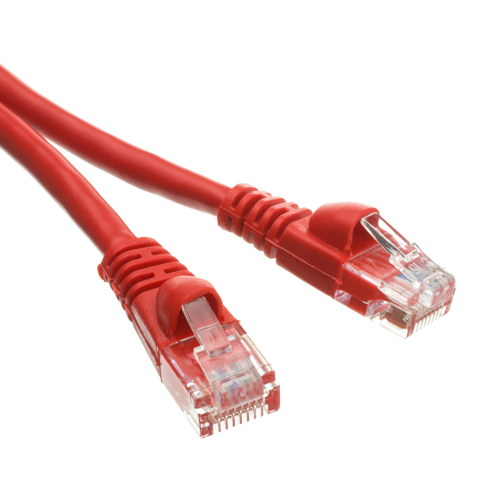 Pack of 5 Cables Snagless 25 Foot Cat5e Red Network Ethernet Patch Cable