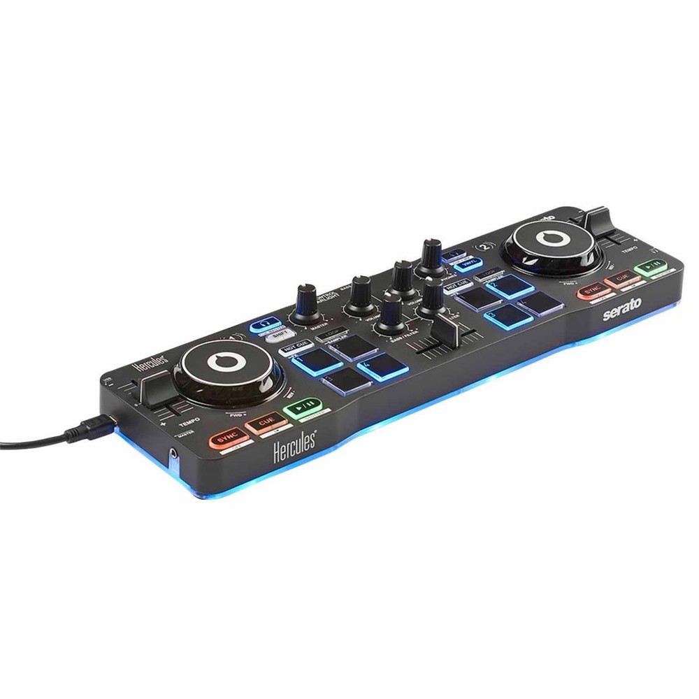 Hercules DJ Starter Kit Bundle Pack w 2 Deck Controller, Speakers, & Headphones