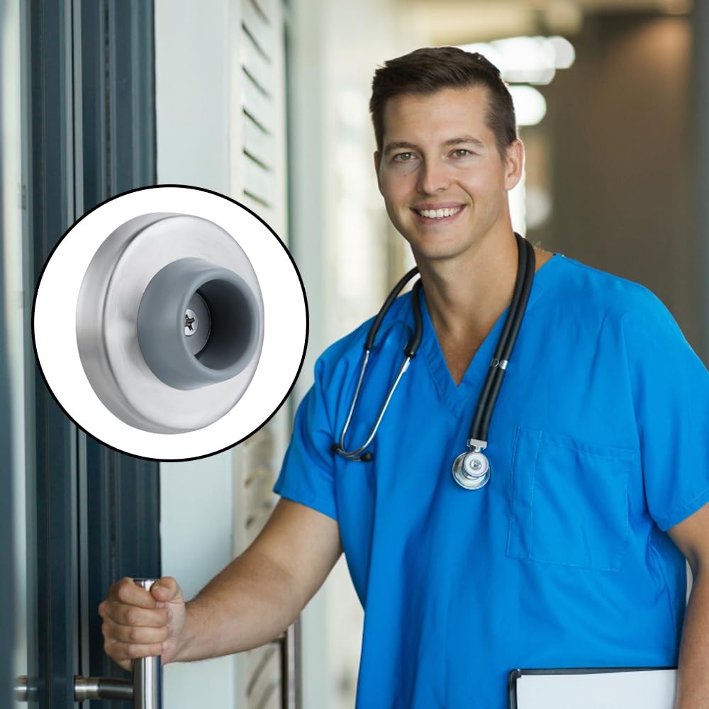 6pcs Concave Wall Door Stopper Bumper Stop Mount Protector Gray