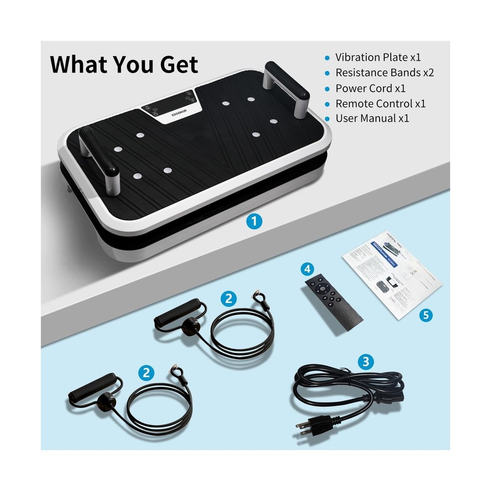 Vibration Plate Exercise Machine with Pushup Handle & Bluetooth, Full-Body Vi...