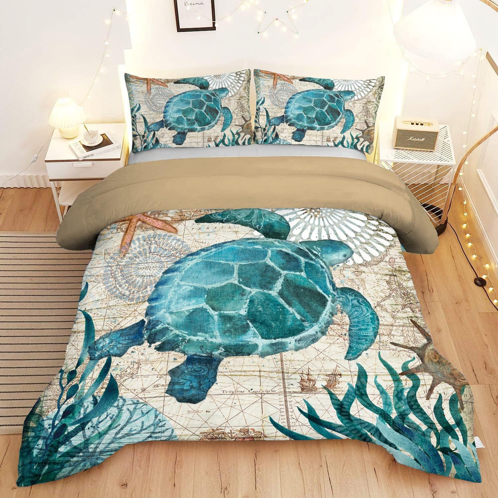 Ocean Comforter Set Turtle Comforter Set, Sea Turtle Bedding Collections Soft fo