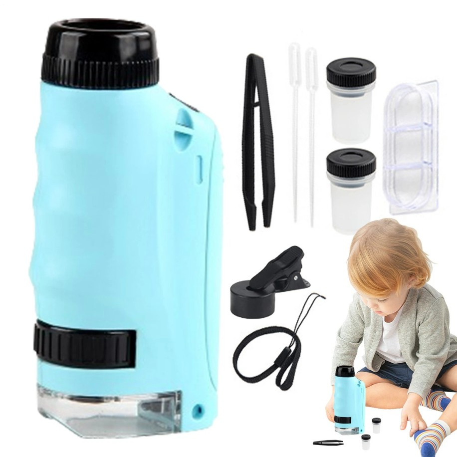 Mini Microscope for Kids, Portable Microscope, LED Lighting Small Handheld*&