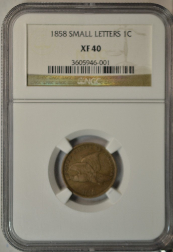 1858 Flying Eagle cent, NGC XF40