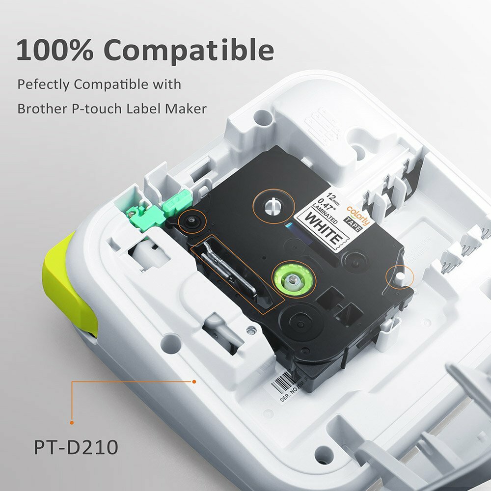 5PK For Brother P-Touch TZe-231 TZ-231 12mm White Standard Laminated Label Tape