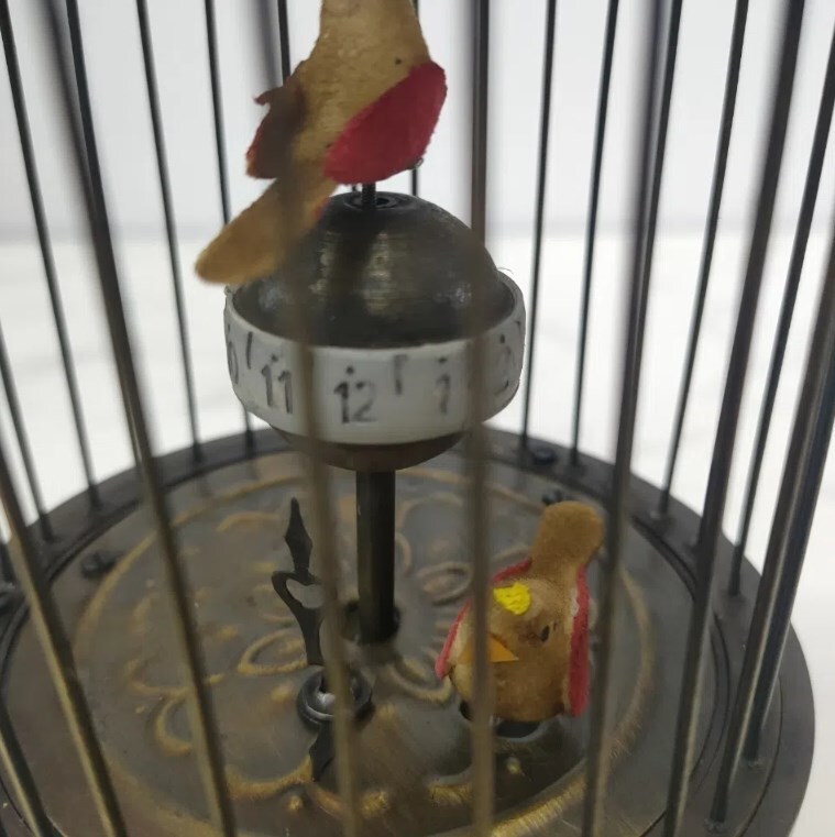Rare Good Brass Birdcage Mechanical Table Clock Decor