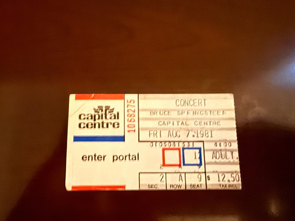 BRUCE SPRINGSTEEN AUGUST 7 1981 CAPITAL CENTRE AUTHENTIC ORIGINAL STUB FRONT ROW