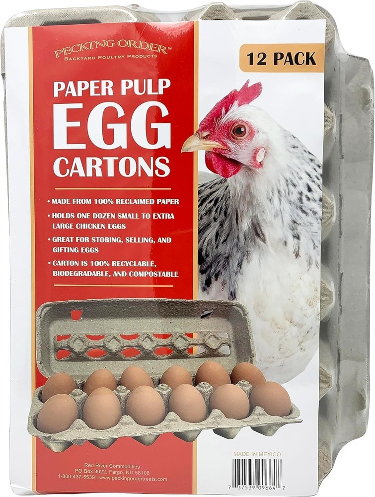 Pecking Order Paper Pulp Egg Cartons - 12 Pack Grey