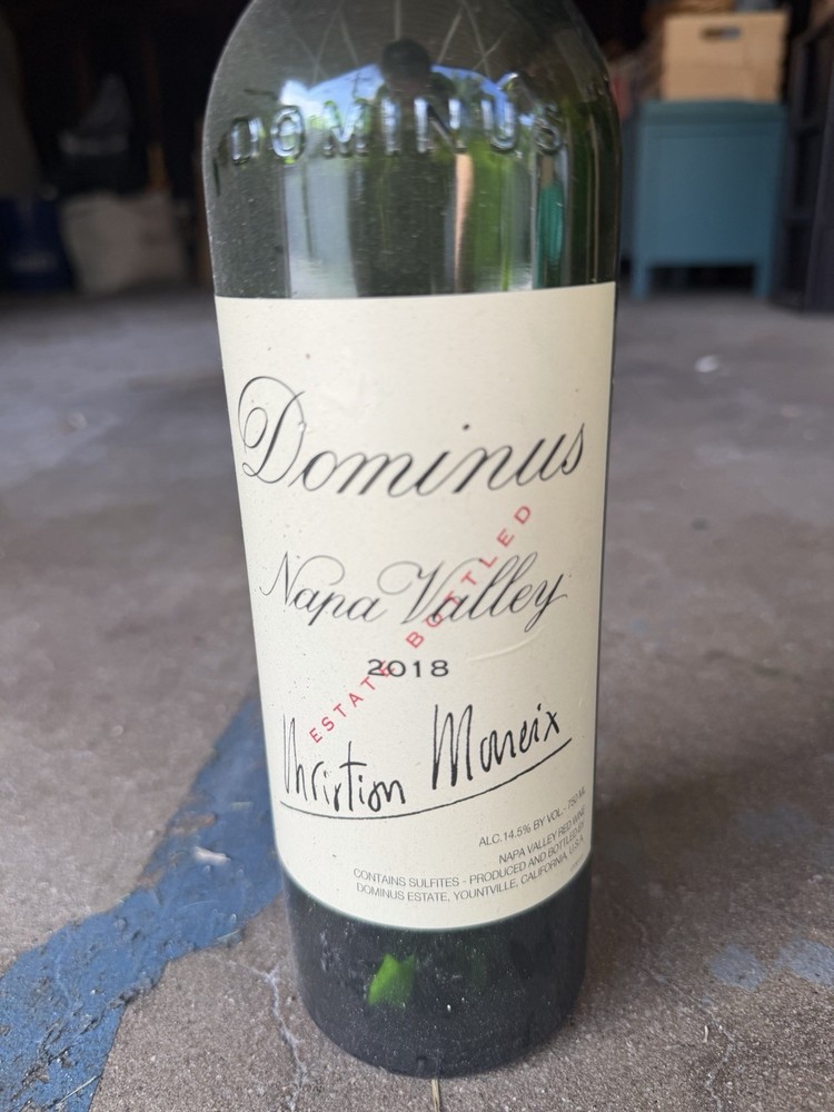 Empty 2018 Dominus Wine Bottle