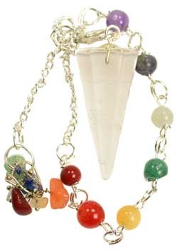 Clear Quartz 7 Chakra Pendulum - Master Healer Energy Alignment Dowsing