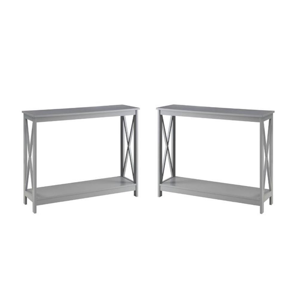 Home Square 2 Piece Wood Console Table Set in Gray