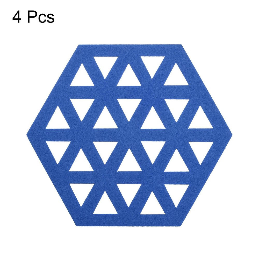 Felt Coasters 4pcs Hexagonal Tampons Coasters Blue