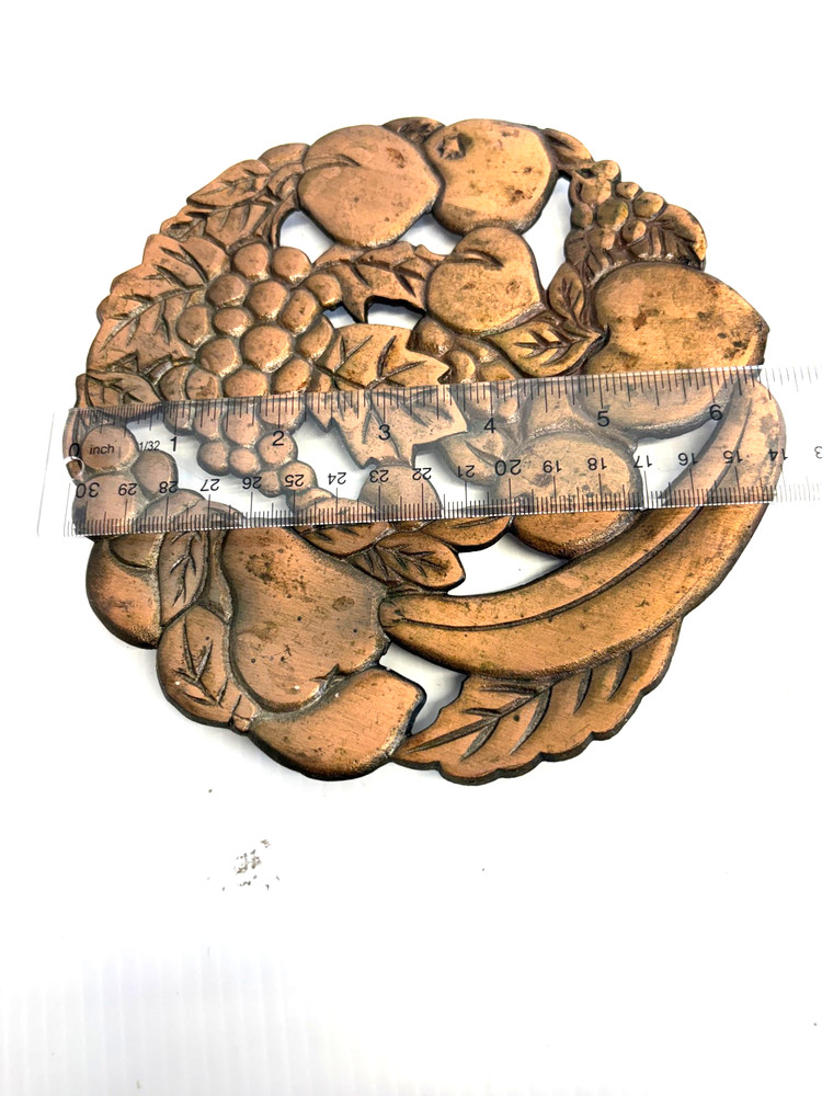COPPER SHOPPE Fruit Bouquet Footed Copper TRIVET