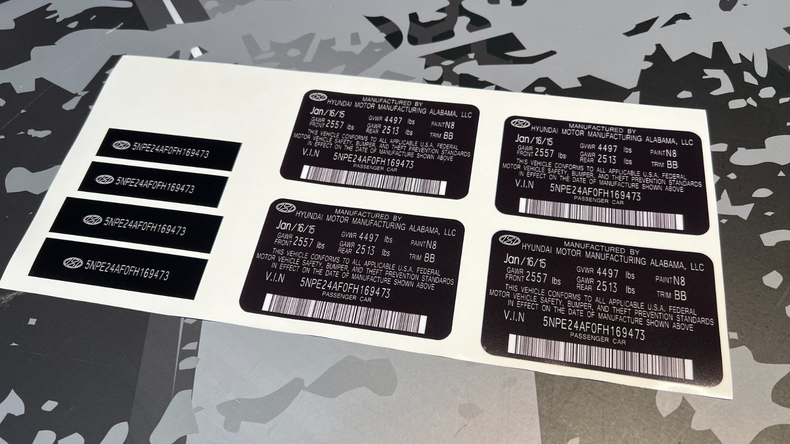 Automobile VIN ID Label Replacement Sticker – Car Identification Decal Set of 4