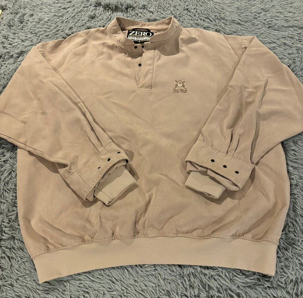 ZERO Restriction Pullover Mens 2XL Beige Golf Outerwear Long Sleeve Snap