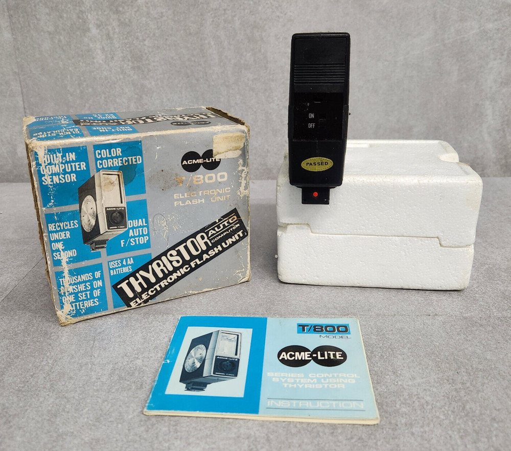 Vintage Acme-Lite T/800 Electronic Flash Unit - Thyristor Auto - Boxed, Untested