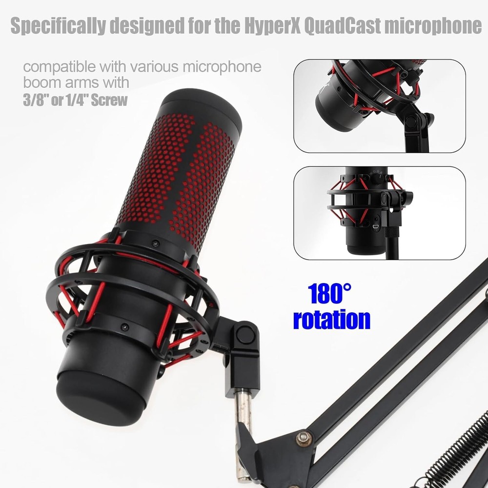 Microphone Mount Adapter for Hyperx Quadcast with 3/8" or 1/4" Screw Adapter