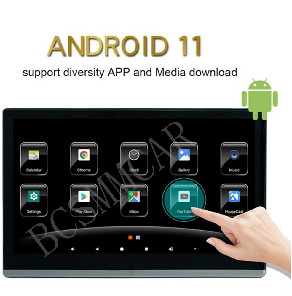 2pcs Android 11 Car TV Touch Screen Headrest Monitor For Rear Seat Entertainment