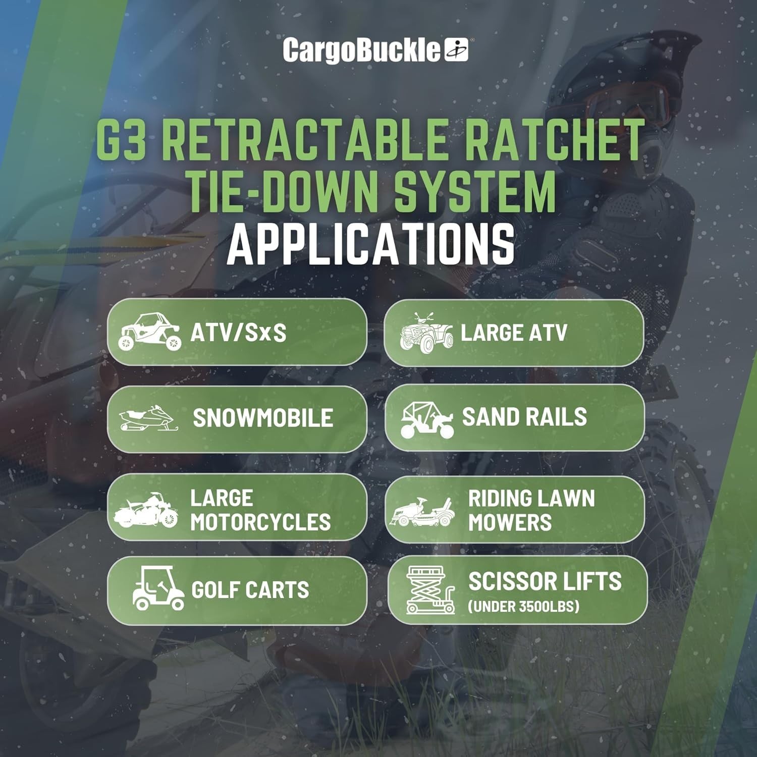 Reliable G3 Self-Retracting Ratchet Straps - Heavy Duty, 2-Inch x 6-Feet, 2-Pack