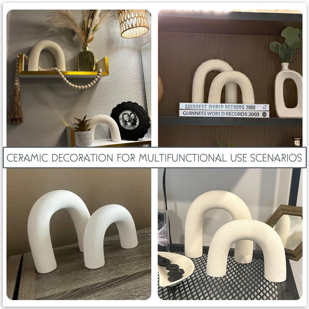 Defined Deco Ceramics Arch Decorative Objects,Neutral Home Decor for Shelves,...