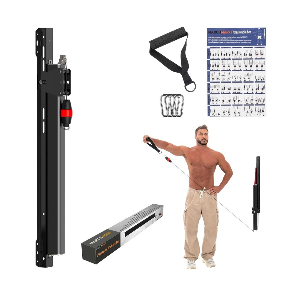 Cable Machine Home Gym, Wall-Mount Exercise & Workout Equipment with Adjustab...