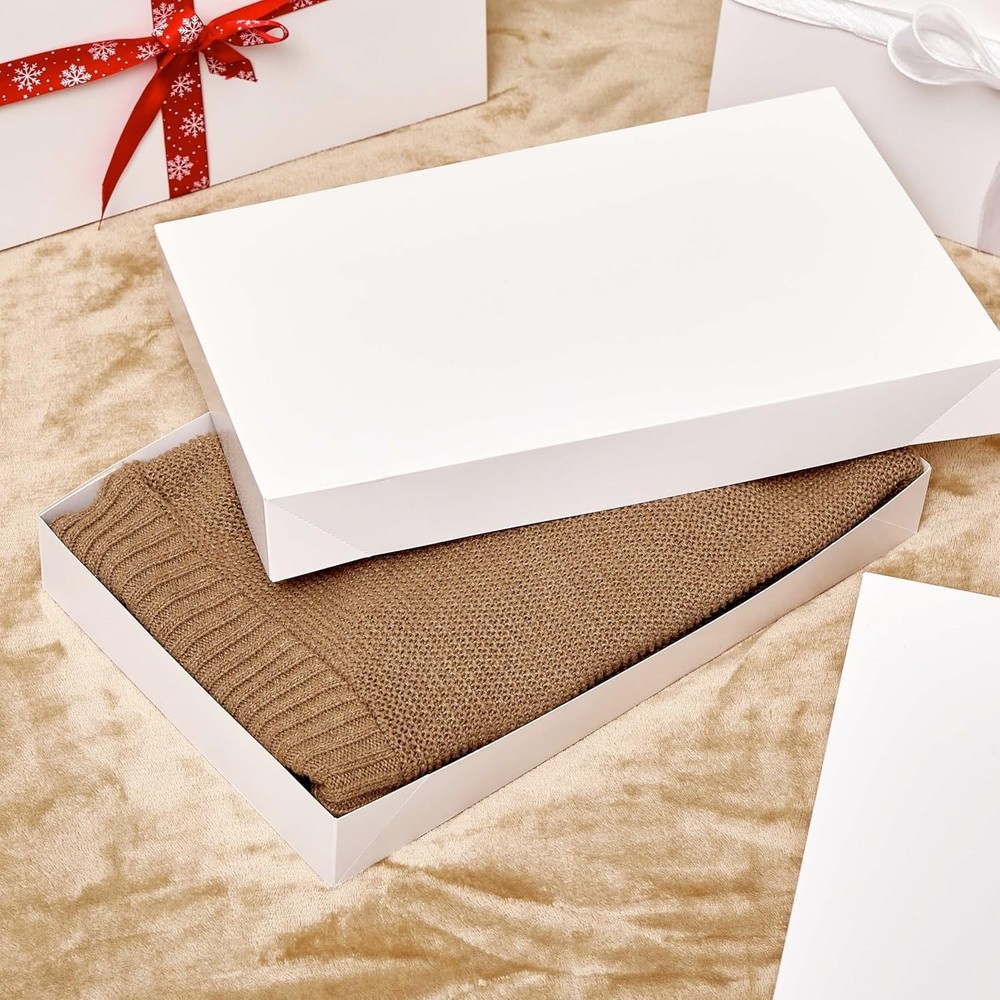 Sturdy 14" White Gift Boxes with Convenient Lids - Perfect for DIY Projects