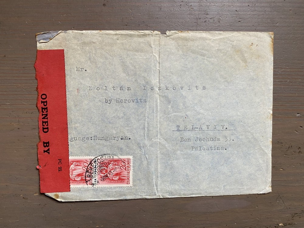 Old Cover From Hungary To Palestine 1939