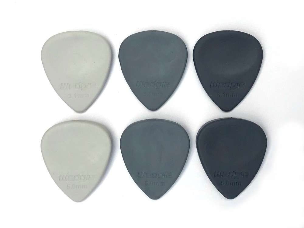 Wedgie Rubber Guitar Pick Sampler Pack | Soft, Medium, and Hard | 6 pcs