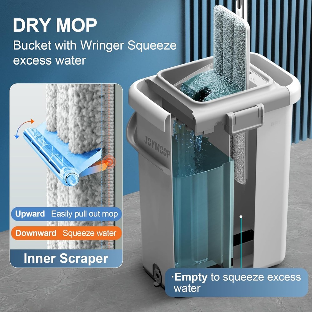 Mop and Bucket Set with Wall Cleaner