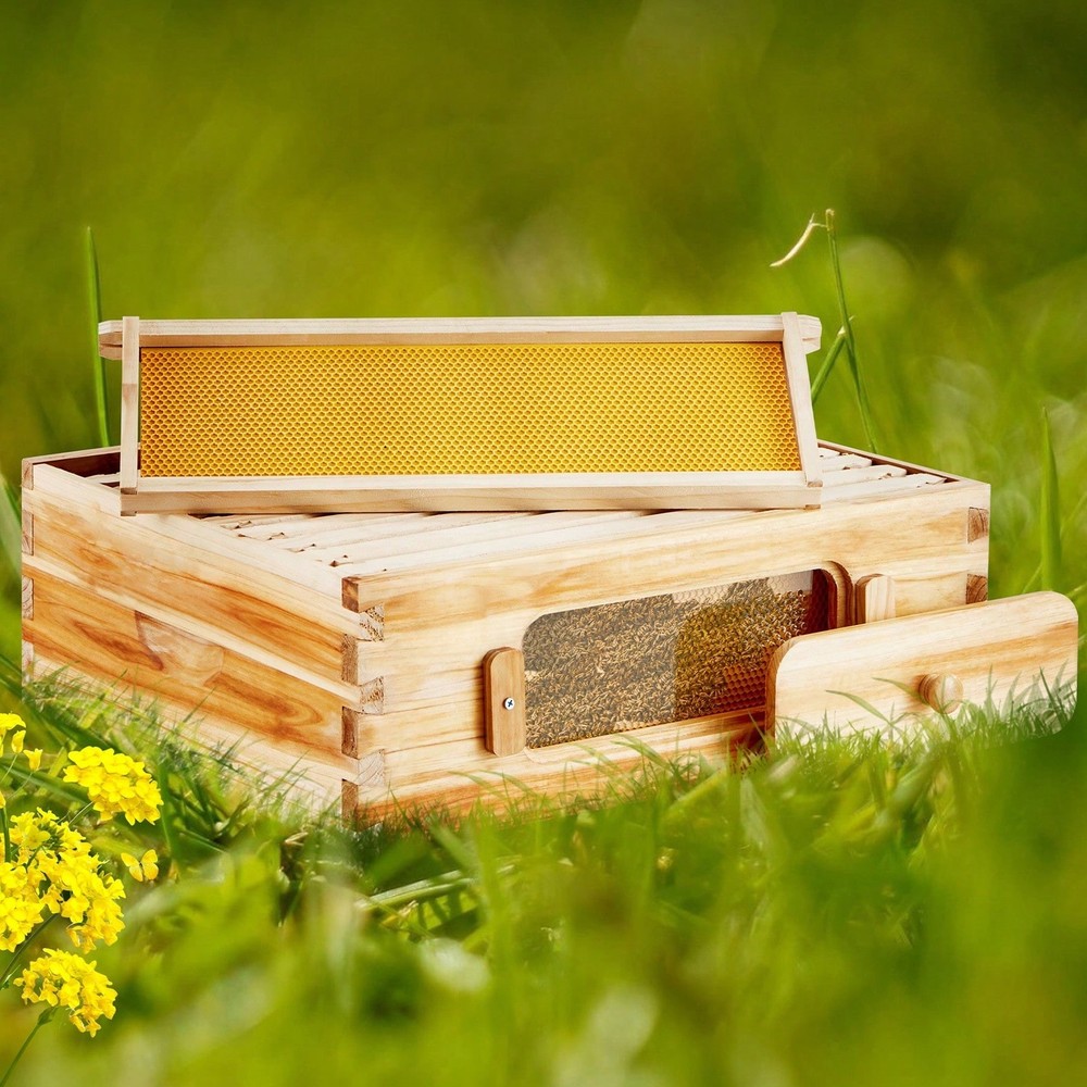 100% Beeswax Coated Natural Cedar Wood, Langstroth Beehive Kit With 10 Frames
