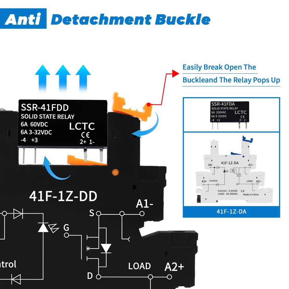 2Pcs Solid State Relay 5V 12V 24V 1.5A DC to DC Input 3-32VDC Output 5-60VDC