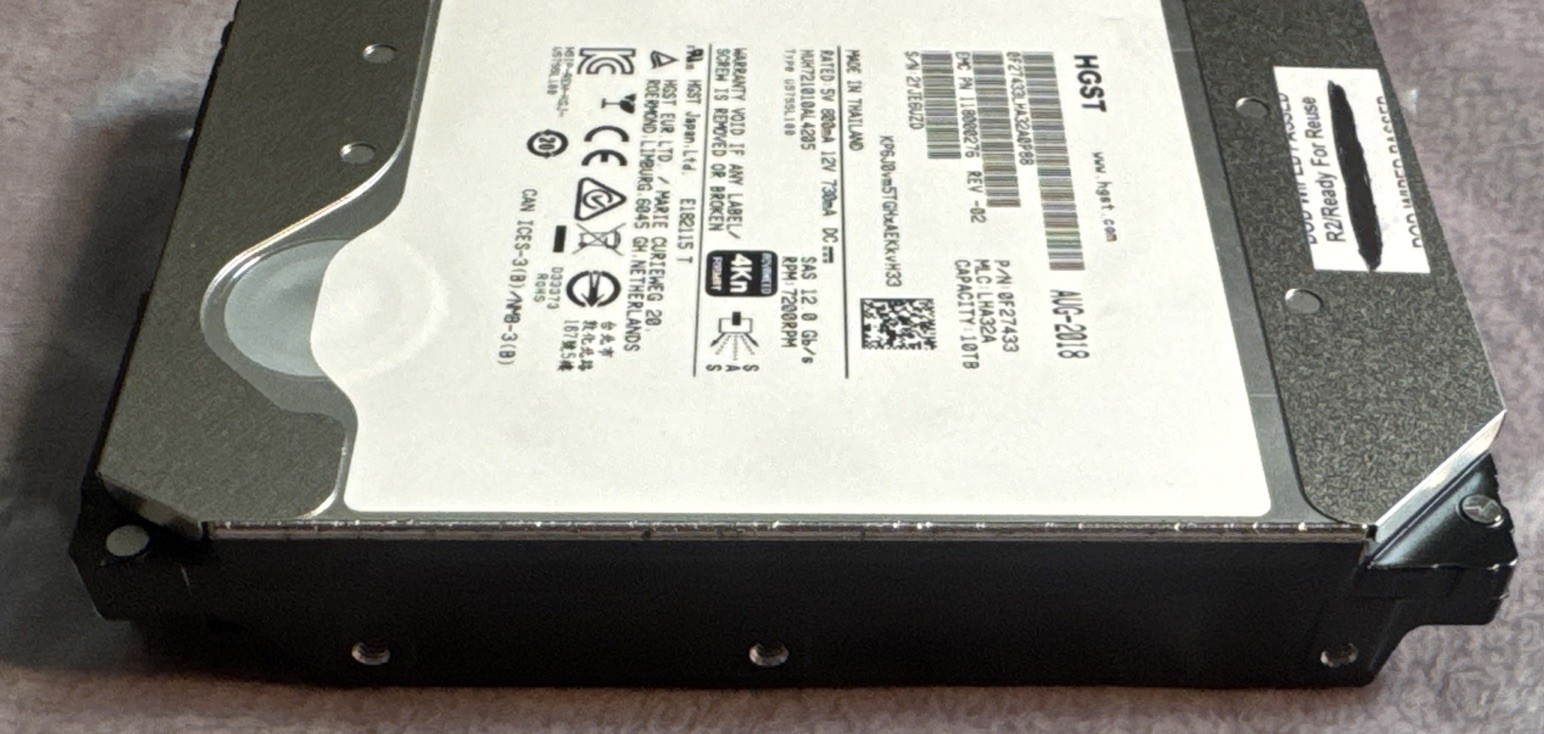 HGST 10TB 7.2K SAS 12Gb/s 3.5in 4Kn SED HDD HUH721010AL4205
