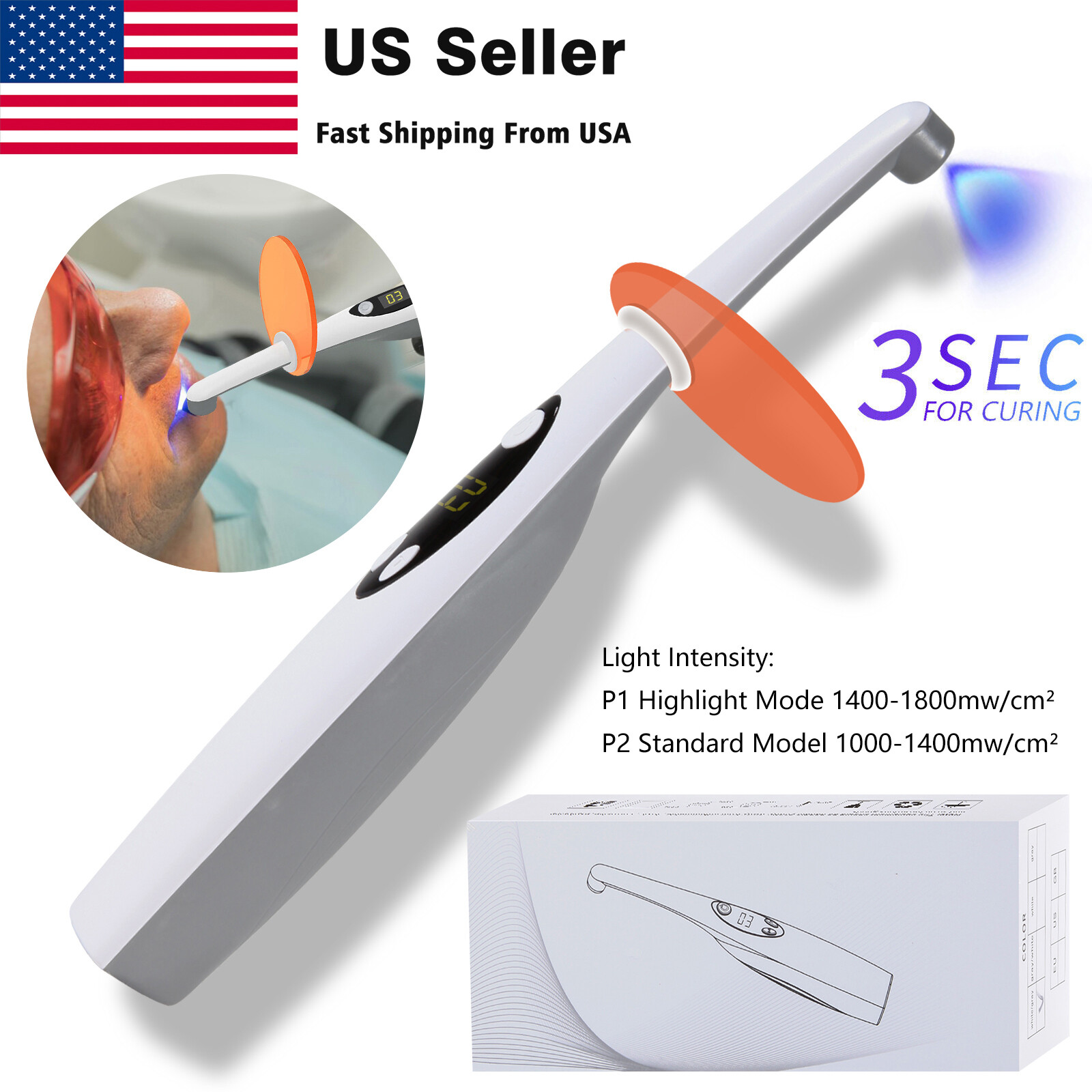 Dental Wireless Cordless LED Curing Light Composite Resin Cure Lamp LED-B USA-OR