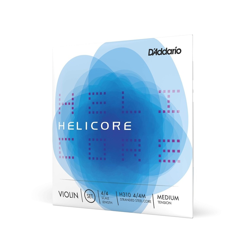 D'Addario Helicore4/4M Violin Strings Full Set W/Plain Steel E String H310Medium