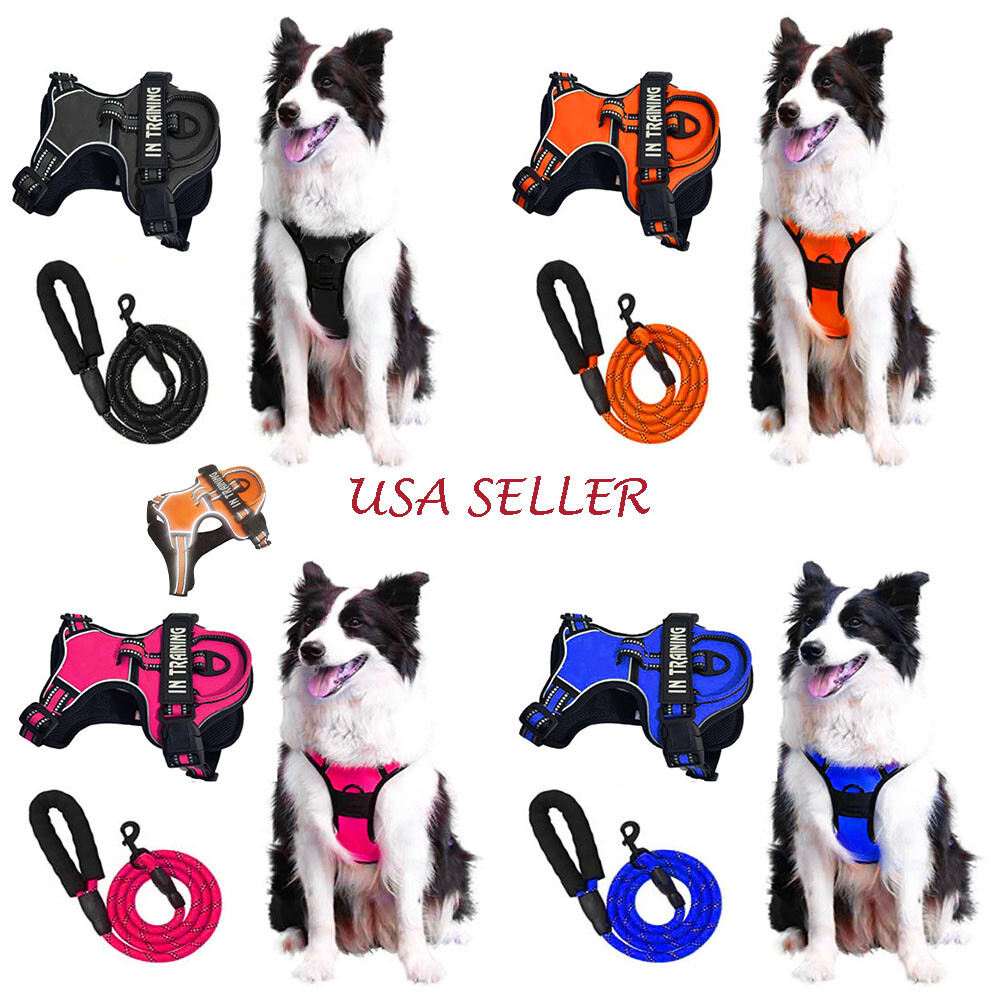 No-Pull Dog Pet Harness + Leash Reflective Control Adjustable Collar Handle