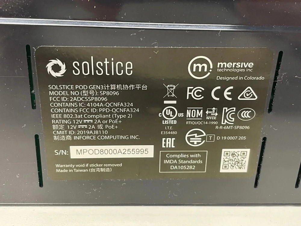 Mersive SP-8100-E1 Gen3 SGE Ent Solstice Pod Wireless Collaboration - 4 Users