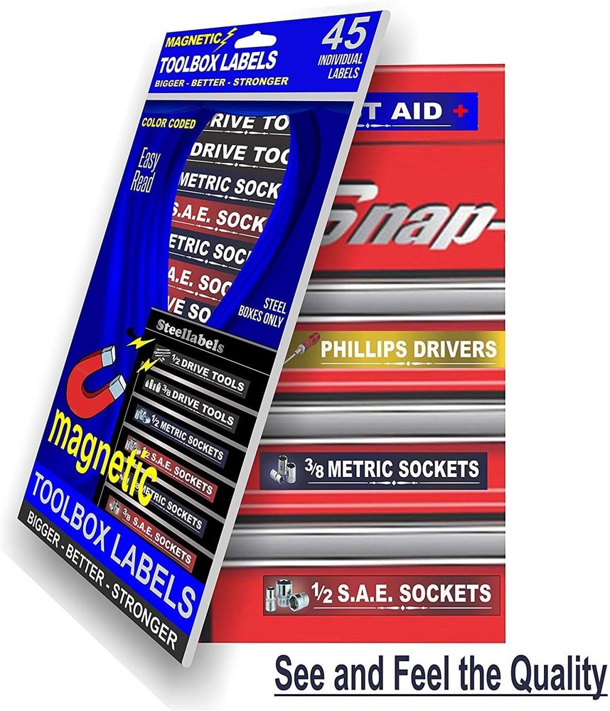 Ultimate Magnetic Toolbox Label Organizer Set for Tool Chest, Boxes, Drawers & C