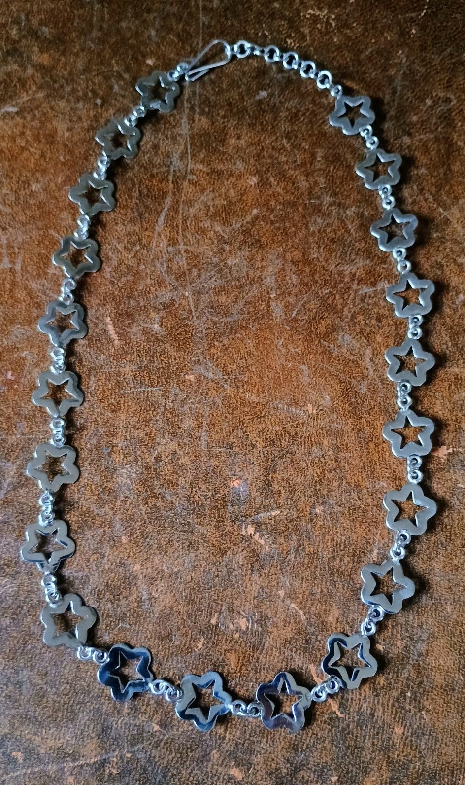 Taxco Mexico 21 Celestial Star Links Chain 21" Necklace 19g 925 Sterling Silver