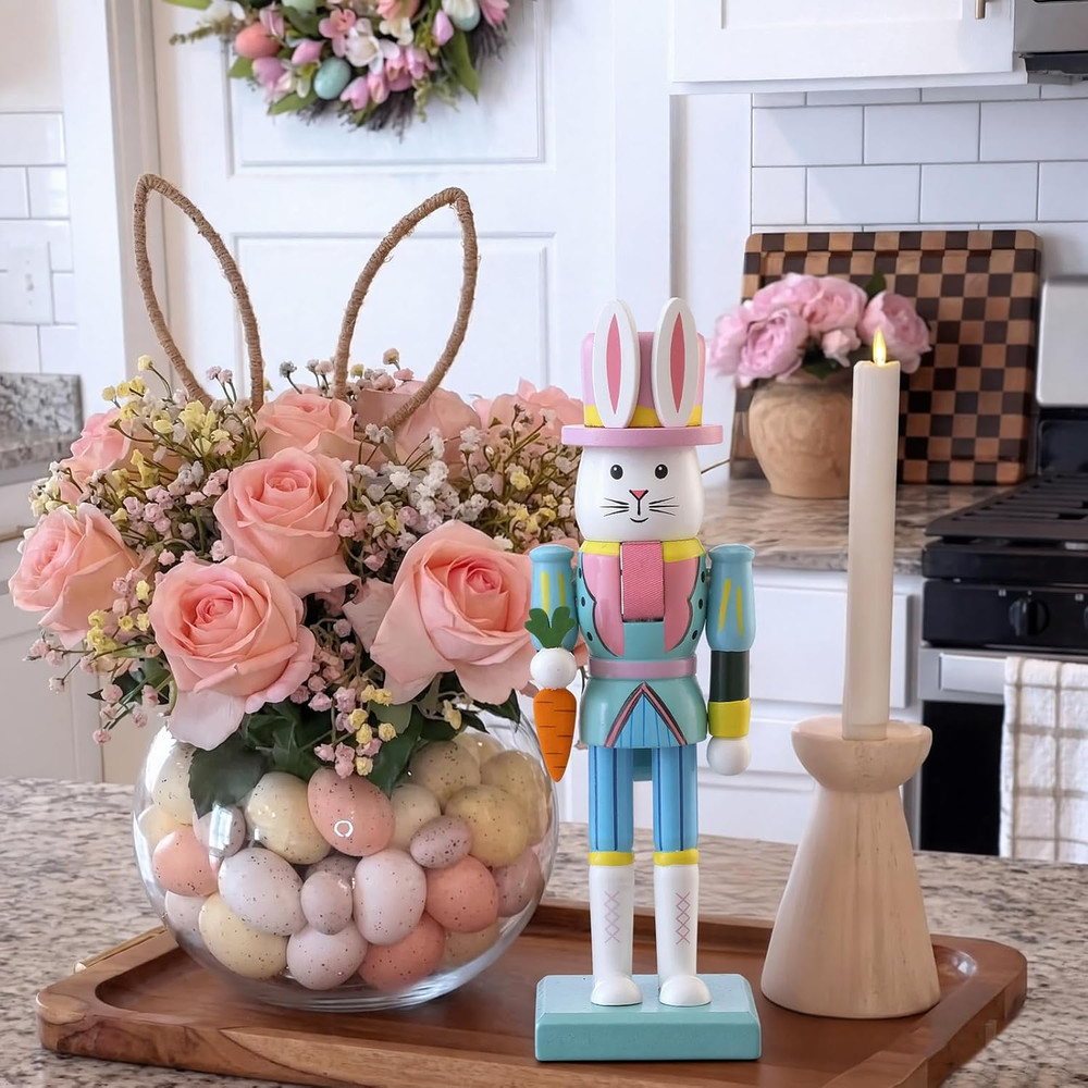 Easter Bunny Nutcracker 10 Inch Traditional Rabbit Wooden Nutcrackers Easter Dec