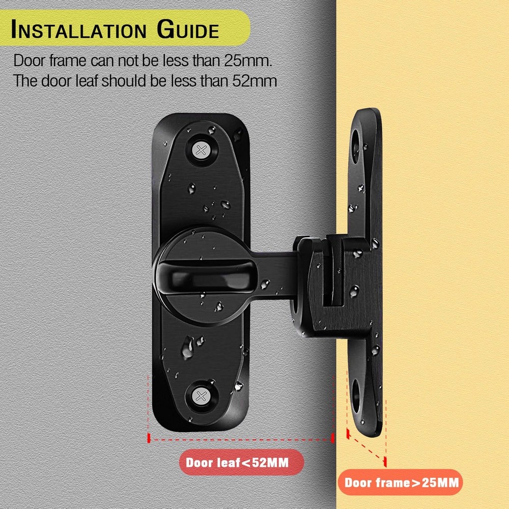 Sliding Barn Door Lock, 90/180 Degree Heavy Duty Flip Black & Basic Version