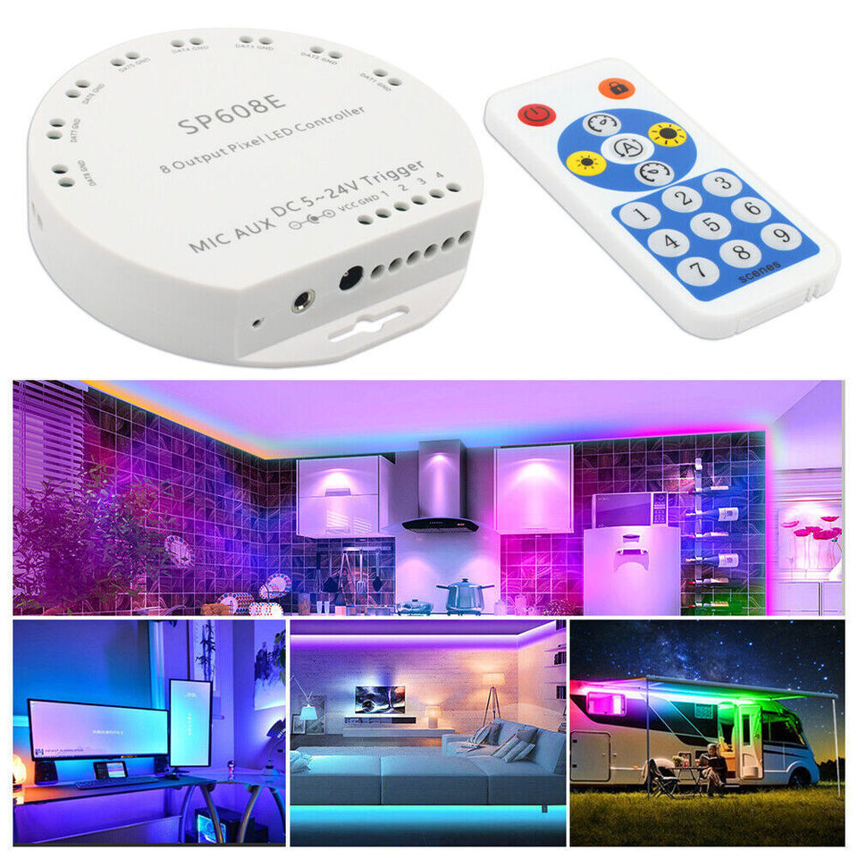 SP608E Bluetooth Controller Remote 8 Output for WS2811 WS2812B WS2813 WS2815