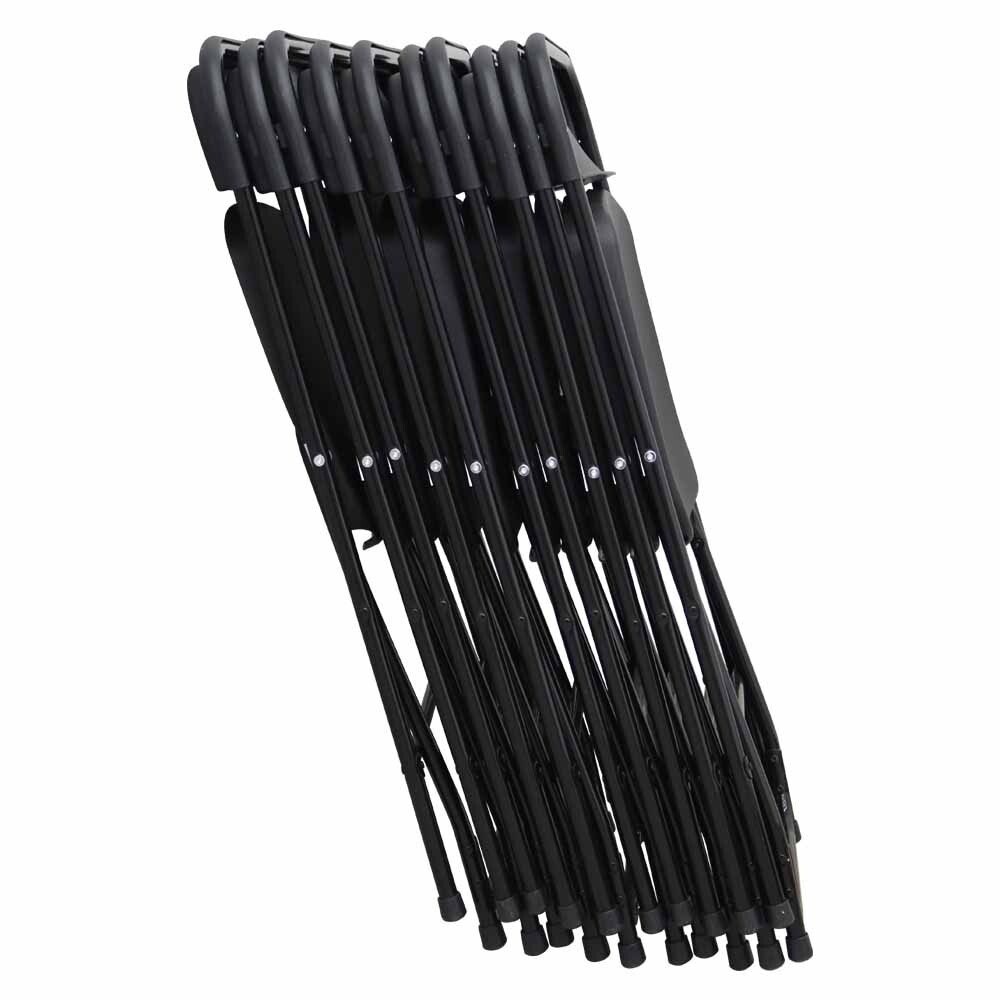 New Black Plastic Folding Chairs Stackable Chairs Enlarged Surface 10pcs/set
