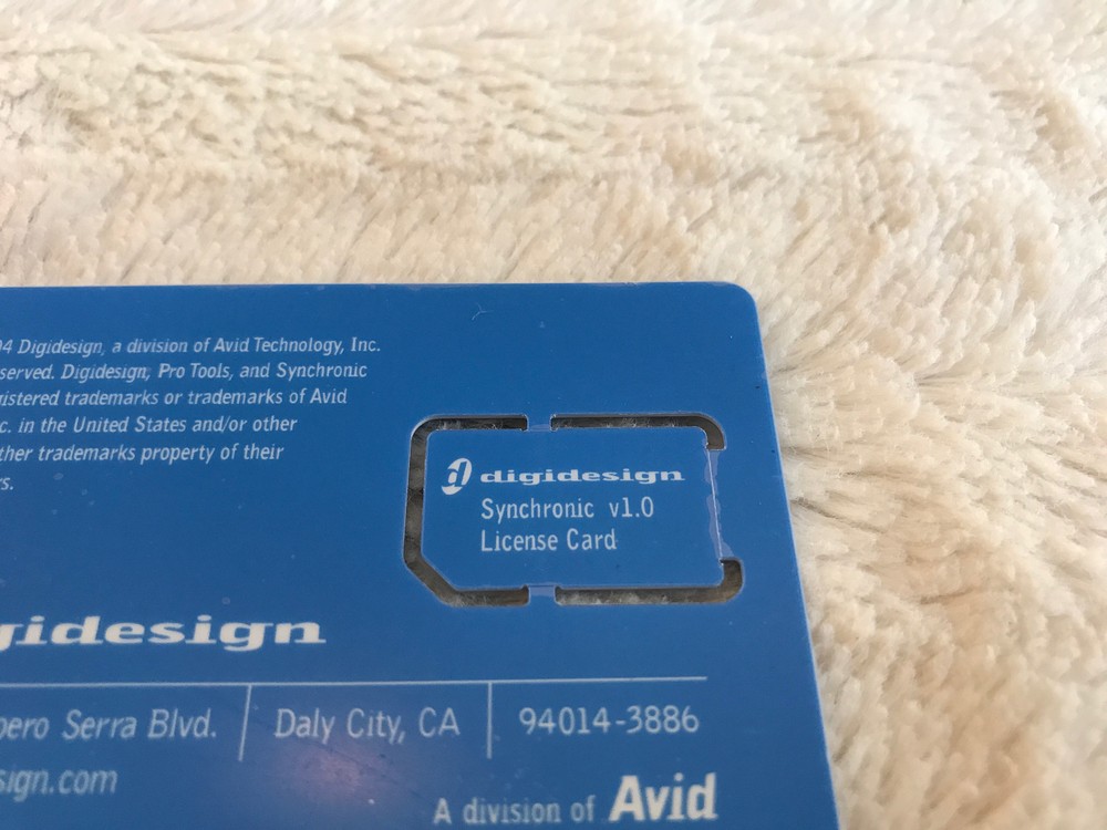 Avid DigiDesign Synchronic Plug In iLok Activation Card No Transfer Fee