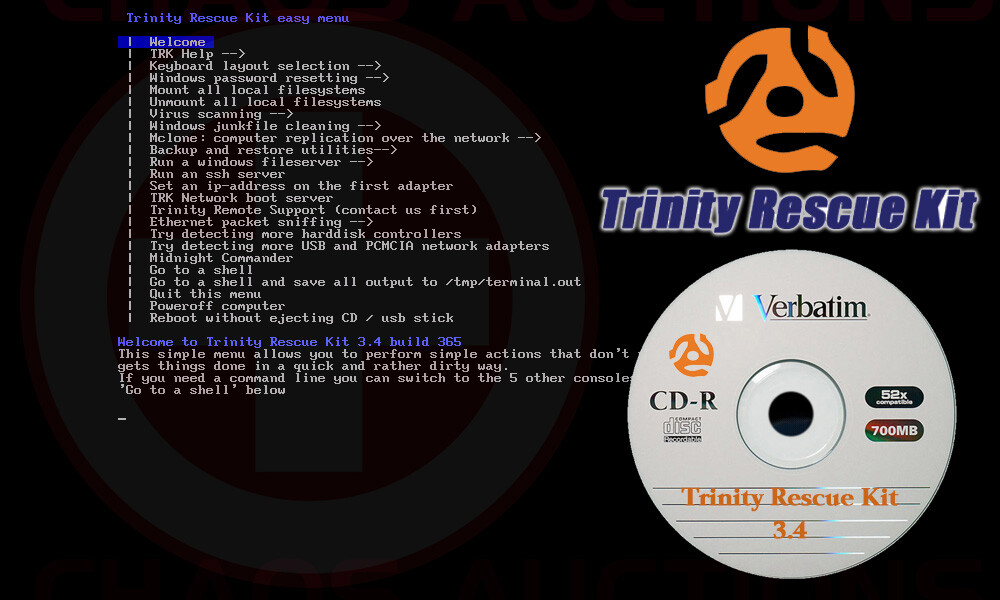Trinity Rescue Kit 3.4 LIVE LINUX Bootable CD Repair Recovery Toolkit