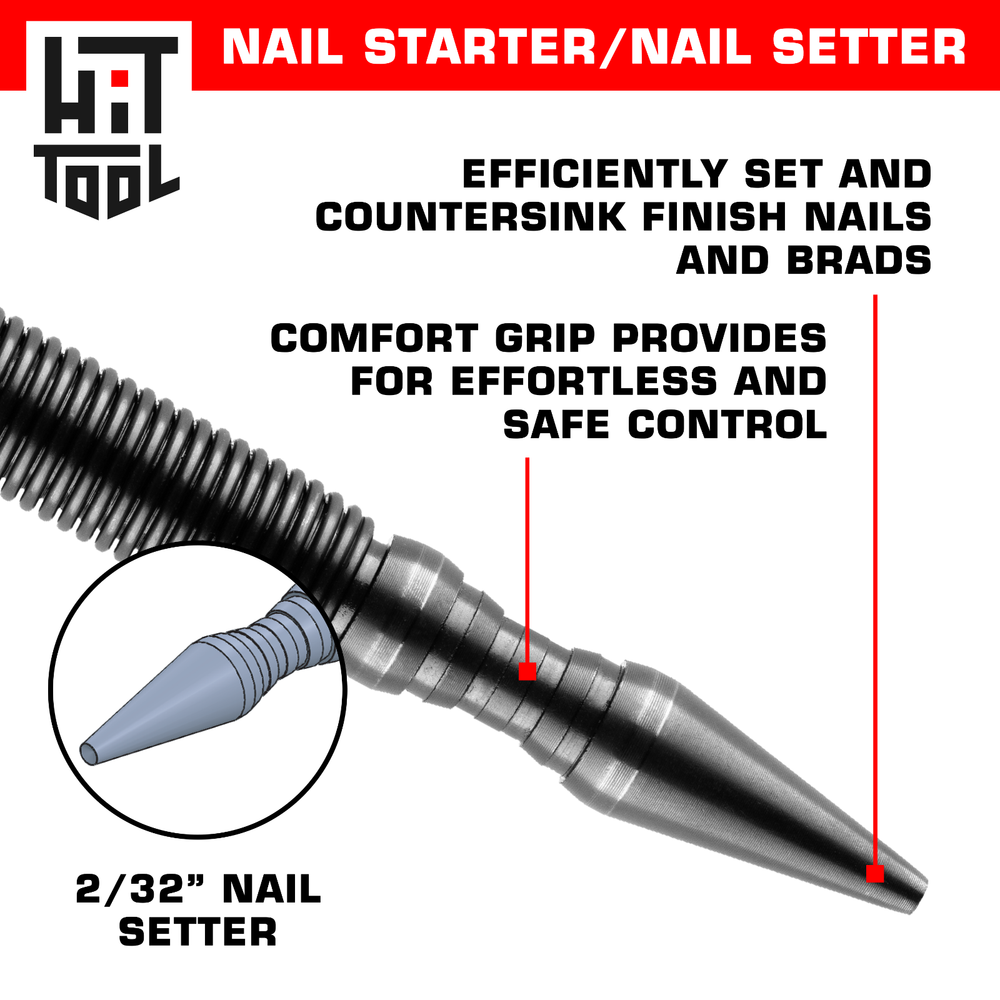 HIT Tool #2 Nail Starter & 2/32" (#2) Nail Set Combo Hammerless Spring Tool