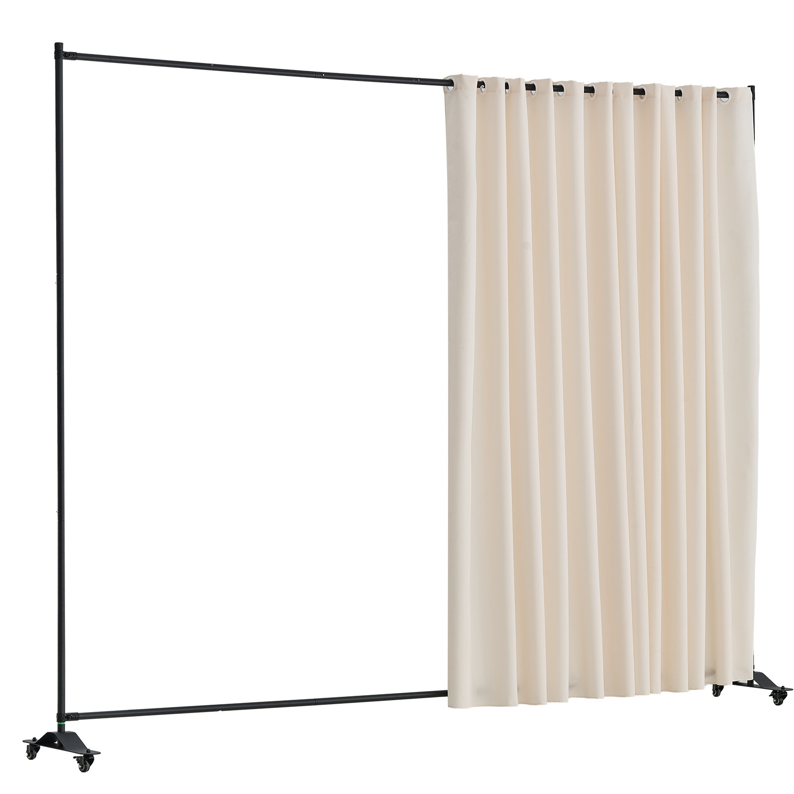 Room Divider Portable Panel Room Divider with Wheels Privacy Screen Beige