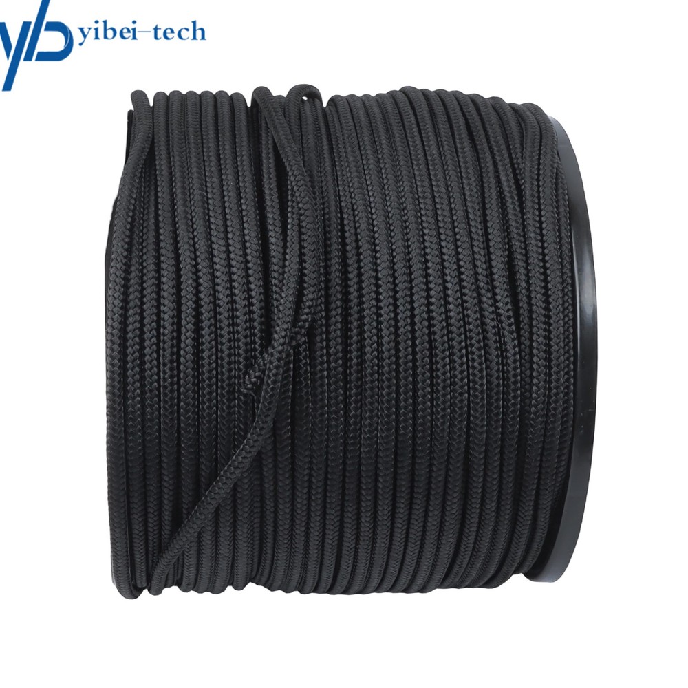 1/4 Inch Nylon Polyester Cord 500 Foot Spool Solid Braid Industrial Grade Black
